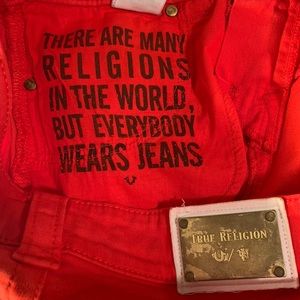 Red Manchester United Keira True Religion Shorts